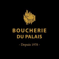 Gold Bourcherie du Palais logo on black background with link to website. 