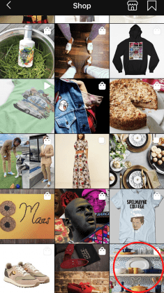 Instagram explore shop page content search