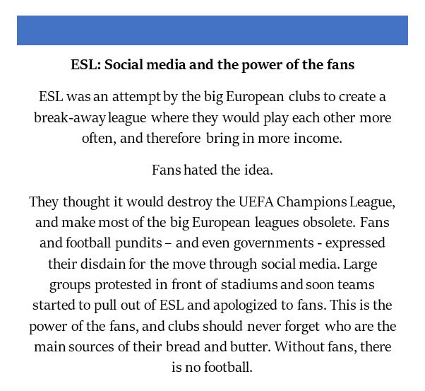 football social media ESL